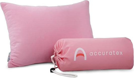 ACCURATEX Camping Pillow for Woman-100% Cotton Breathable Cover,Shredded Memory Foam Compressible Travel Pillow,Camping&Travel Accessories-Small Backpacking Pillow Camping Essentials for Sleeping,Gift