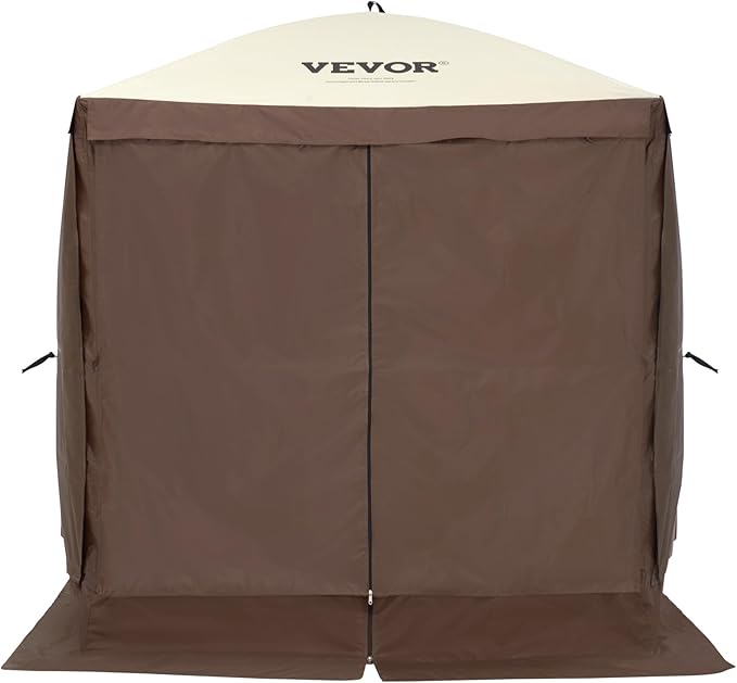 VEVOR Pop Up Gazebo Tent, Pop-Up Screen Tent 4 Sided Canopy Sun Shelter with 4 Removable Privacy Wind Cloths & Mesh Windows, 6x6FT Quick Set Screen Tent with Mosquito Netting, Brown