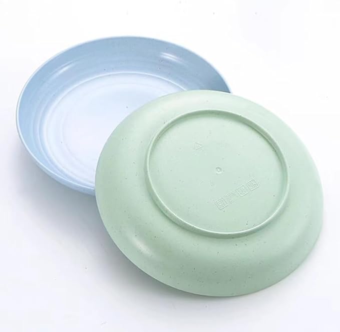 9 Inch Unbreakable Wheat Straw Plates - Reusable Plate Set - Dishwasher & Microwave Safe - Dinner Dishes Lightweight Plates Salad Kids Adult Plate for Kitchen Camping - BPA Free (Plate-9in)