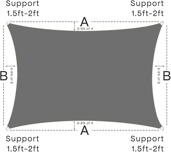 Sun Shade Sail Canopy, 6'x 10' Rectangle 95% UV Block Shade Cover for Outdoor, Backyard Patio, Lawn, Garden, Sandbox Carpor Dark Gray