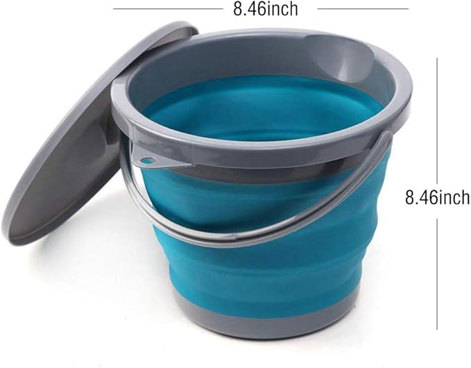 Ahyuan Collapsible Water Bucket with Locking Lid Multifunction Foldable Round Tub Water Pot Portable Water Pail Space Saving Water Container for RV, Camping, Marine, Outdoor Activities and Home (Blue)