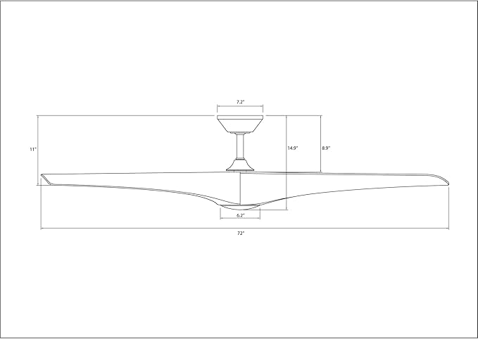 Zephyr Indoor or Outdoor 3-Blade 72in Smart Ceiling Fan in Matte Black with Adjustable CCT 2700-3000-4000-5000K LED Light Kit and Remote Control Compatible with Alexa and iOS or Android App