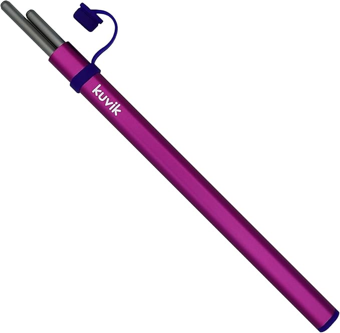 Kuvik Titanium Chopsticks with Magenta Carrying Case - Ultralight and Reusable Chopsticks for Camping