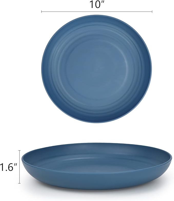 Homienly 10 inch Wheat Straw Dinner Plates Set of 8 - Alternative to Plastic, Microwave & Dishwasher Safe, Unbreakable Kids Plates with 4 Colors (Classic Bright)