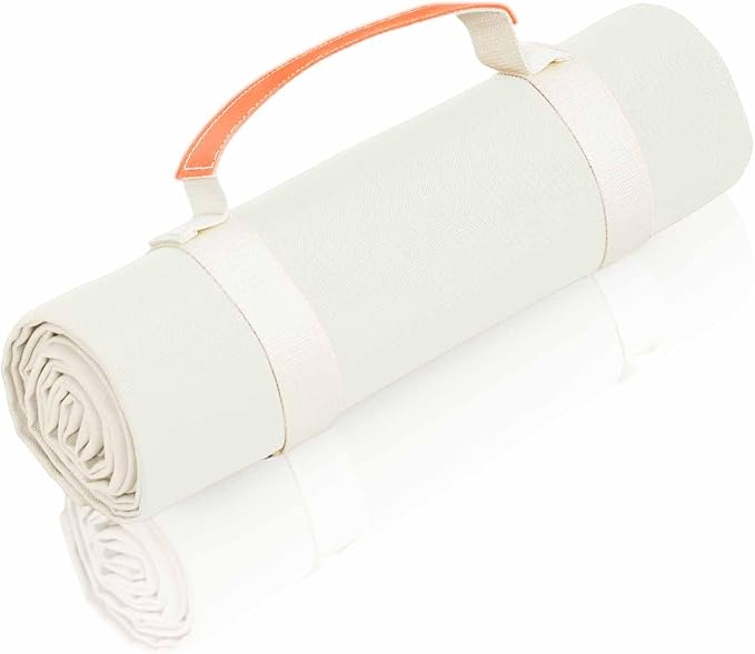 4’9” x 6’3” White Lightweight Water-Resistant Canvas Mat – Picnic, Outdoor, Beach, Park, Camping, Toy Mat