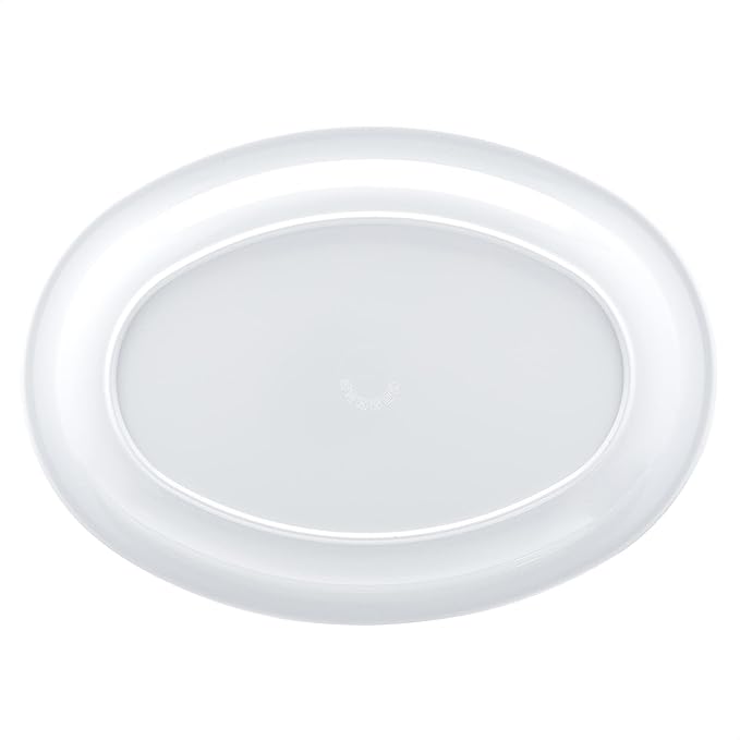 Amazon Basics Melamine (Plastic )Oval Platter Narrow Rim, 6 Piece Set, 13 in x 9.75 in, White (Previously AmazonCommercial brand)