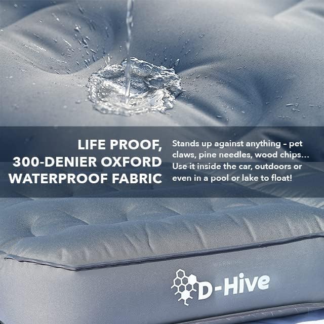 D-Hive Unbeatable Durability SUV Air Mattress for Car Camping, Durable Extra Thick 300D Oxford Fabric, Quick Easy Set-Up w/Electric Pump, Bed Mattress, Mattress for SUV, Car Air Mattress