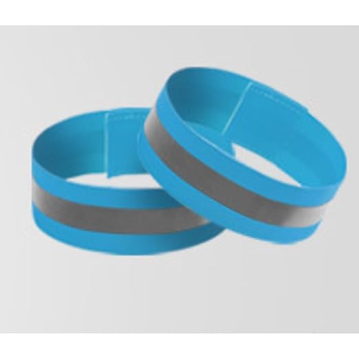 4PCS Reflective Wrist Strap 4x1.5cm Safety Gear Reflective Wristbands High Visibility Bike Ankle Bands Reflector Armband Self-Adhesive Reflective Bands for Walking,Night Sports Sky Blue