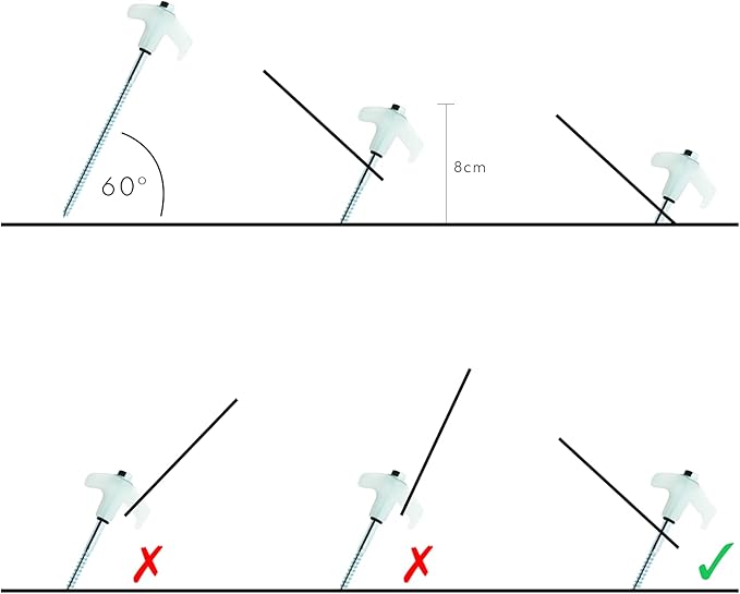 Outback Element® - 15 Tent Stakes Heavy Duty with Glow in The Dark Heads + Bonus Canvas Carry Pouch and Hex Drill Bit