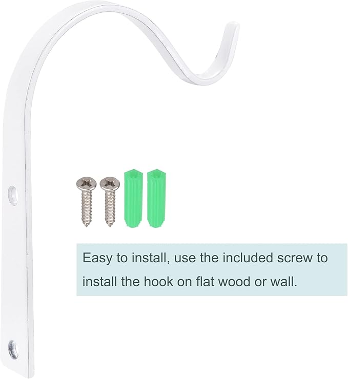 MECCANIXITY Iron Wall Hooks Hanging Bracket 4 Inch Indoor Outdoor for Hanging Lanterns Plants and Lights (White, Pack of 2)