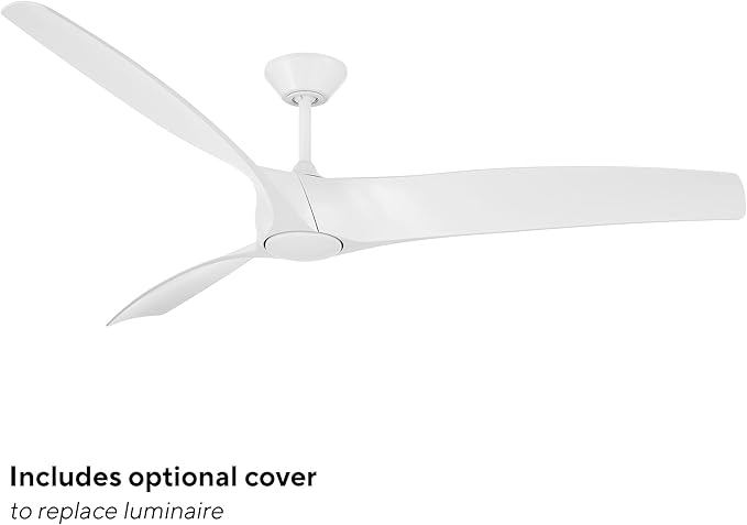 Zephyr Indoor or Outdoor 3-Blade 72in Smart Ceiling Fan in Matte White with Adjustable CCT 2700-3000-4000-5000K LED Light Kit and Remote Control Compatible with Alexa and iOS or Android App