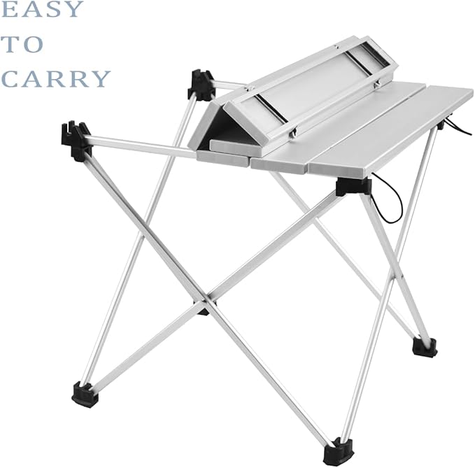 Grope Small Folding Camping Table with Aluminum Table Top, Beach Table for Sand with Carrying Bag,Prefect for Outdoor,Picnic,BBQ,Cooking,Festival