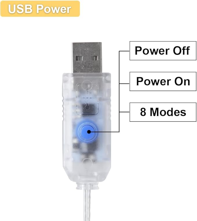 USB Fairy Lights 2 Pack,100 LED Plug in String Lights with 8 Modes for Indoor and Outdoor,Bedroom Decor,Wedding Party Christmas Valentine's Day Wreath DIY Decoration,Multicolour