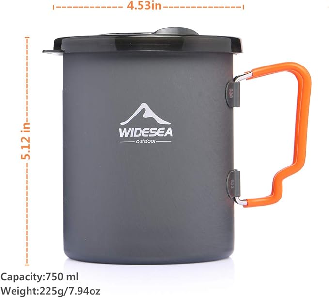 widesea Camping Coffee Pot 750ML, French Press Coffee Maker,Lightweight Backpacking Pot with Collapsible Handle For Camping,Hiking,Fire Cooking