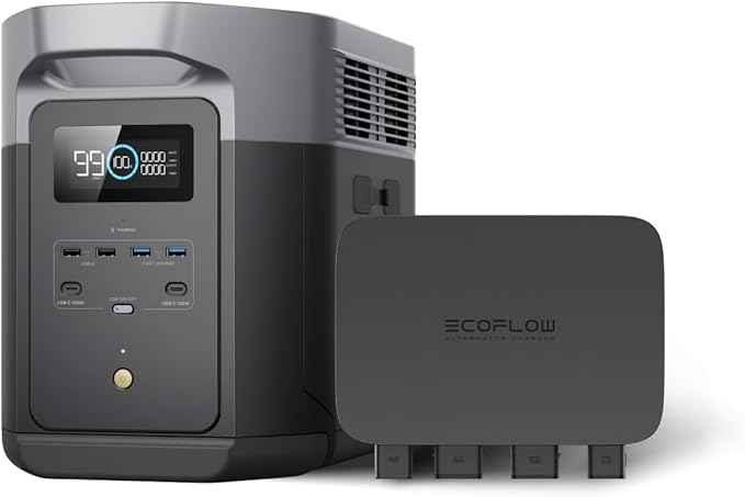 EF ECOFLOW 800W Alternator Charger with Delta 2 Portable Power Station, 3-in-1 Fast DC-DC Charger,Jump Starter 8× Faster Than Cigarette Chargers