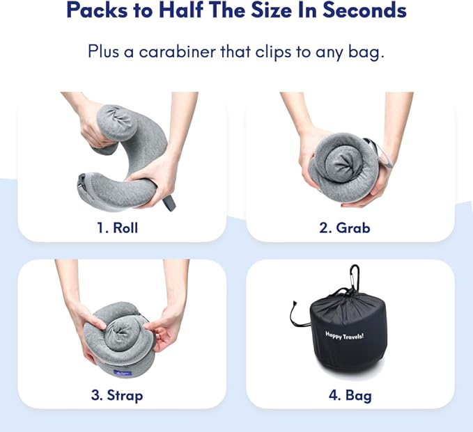 C CUSHION LAB Travel Pillow, Award-Winning Patented Ergonomic Design for Chin & Neck Support Memory Foam Neck Pillow, Compact Airplane Pillow for Traveling, Flight, Car (Dynamic Orange, Large)