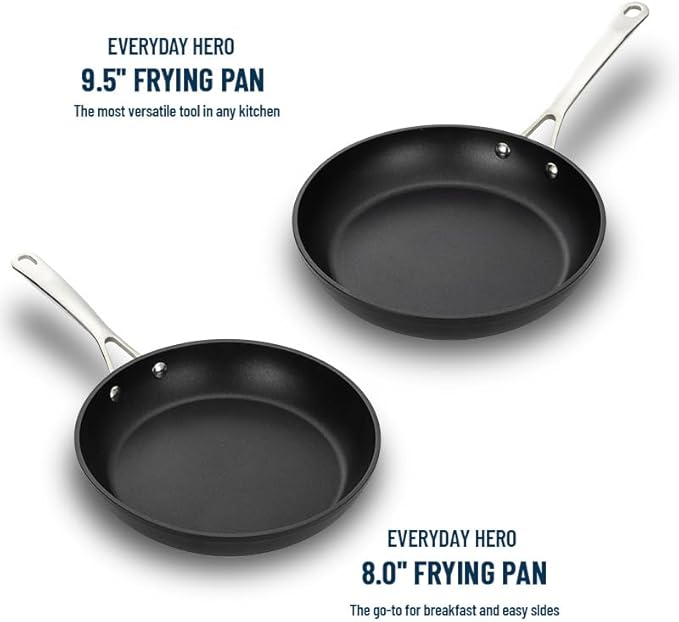 UCC LIFE Non Stick pots and pans set, 8" and 9.5" Kitchen Cookware Pot 2 Piece Set, Stainless Steel Handle, Bottom can Withstand High Temperatures Oven Broiler Safe 500F (PFOA PFAS PTFE Free)