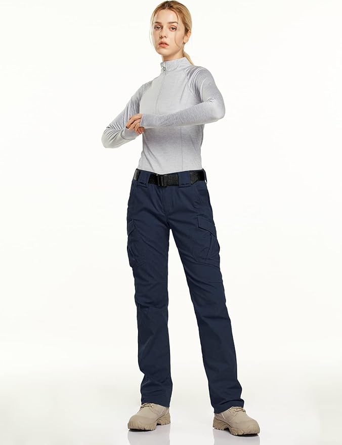 CQR Women's Flex Stretch Tactical Pants, Water Resistant Ripstop Cargo Work Pants with Pockets for Outdoor & Hiking