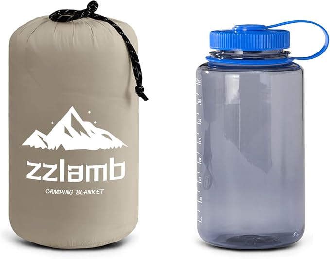 zzlamb Camping Blanket, Compact Lightweight Soft Puffy Blanket Water-Repellent, Packable Warm Quilt Down Alternative Picnic Hiking Backpacking Beach Travel RV Airplane Couch Car
