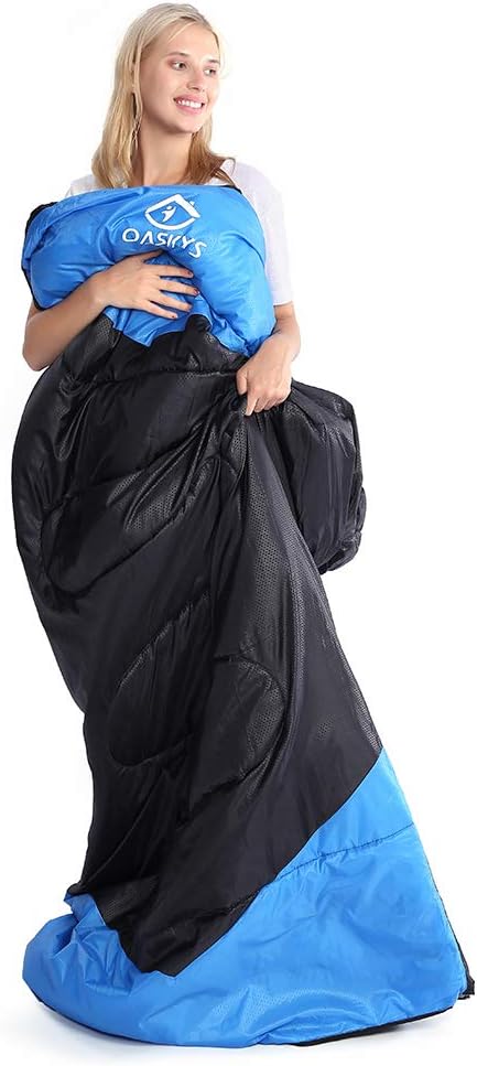 oaskys Camping Sleeping Bag - 3 Season Warm & Cool Weather - Summer Spring Fall Lightweight Waterproof for Adults Kids - Camping Gear Equipment, Traveling, and Outdoors