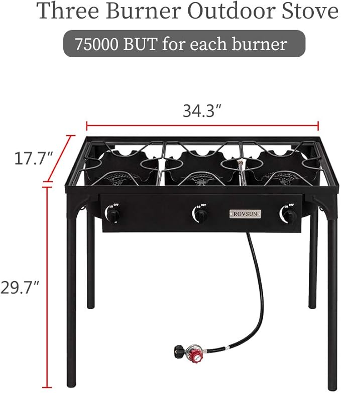 ROVSUN 2/3 Burner Outdoor Propane Gas Stove High Pressure Stand Cooker for Backyard Cooking Camping Home Brewing Canning Turkey Frying, 20 PSI CSA Listed Regulator