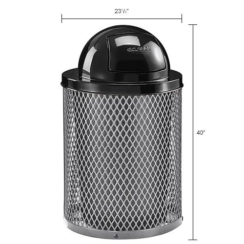 Global Industrial 36 Gallon Outdoor Steel Trash Can with Dome Lid, Plastic Liner and Anchor Kit Included, 23-1/2" Diameter x 40" H, Powder Coat Finish, Unassembled, Gray