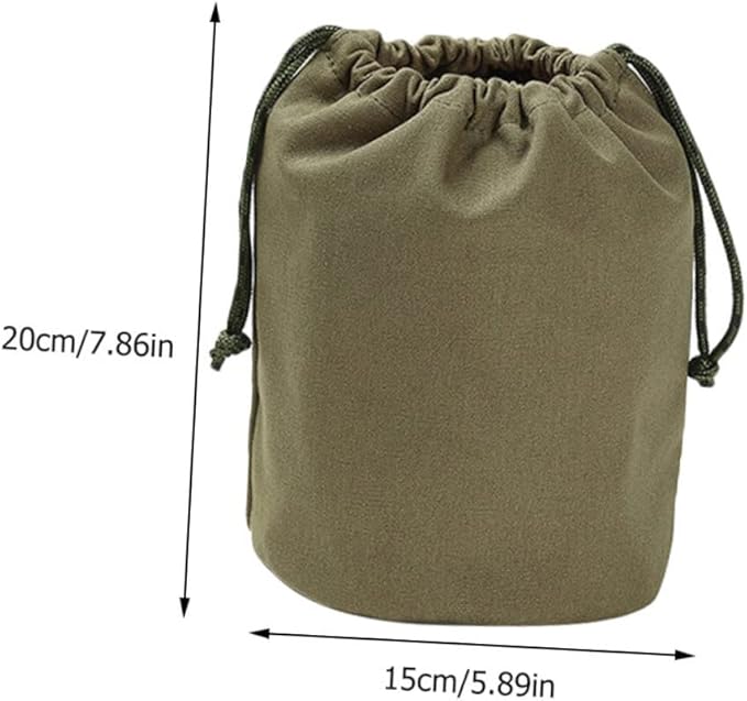 TOYANDONA Large Capacity Drawstring Camping Storage Bag Canvas Tableware Organizer for Outdoor Activities Portable Cutlery Carrying Bag for Picnics and Travel