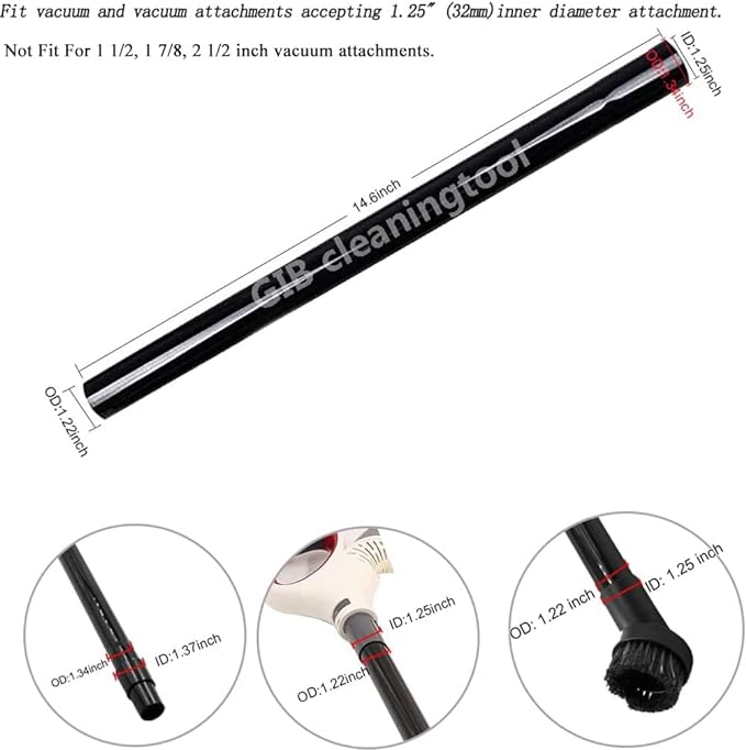 9 Pcs Vacuum Attachments Fit for Shop Vac Accessories 1 1/4" - 3 Pcs Vacuum Extension Wand, 1 1/4 inch (32 mm) & 1 3/8 inch (35 mm) Vacuum Hose Adapter, 1 1/4 inch Vacuum Cleaner Accessories Brush Kit