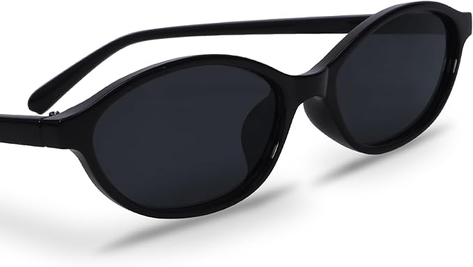 Retro Oval Sunglasses for Women Chic Cat Eye 90s Sunnies Lightweight Narrow Shades Trendy UV protection Sun Glasses