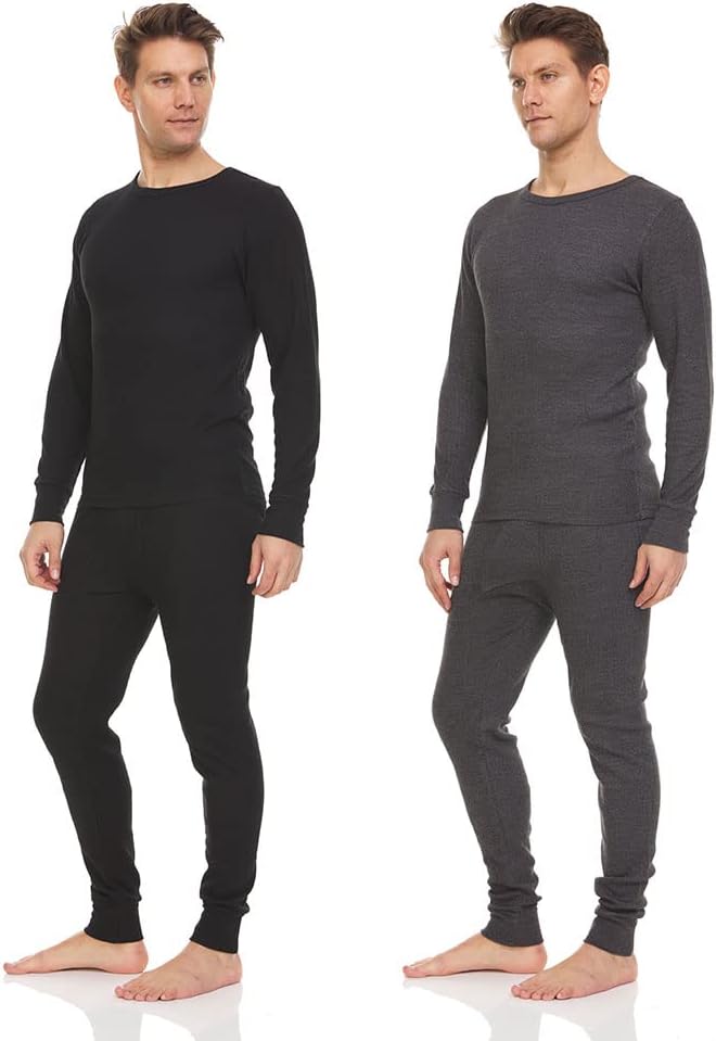 DARESAY Mens Thermal Long Sleeve Shirt & Pant - Base Layer for Tshirts & Jackets - Long Johns For Men Base Layer Set (2-Sets)