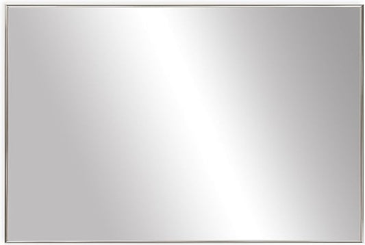 Frame My Mirror Silver Metal Framed Mirror, 20" x 60" Mirror for Bathroom, Metal Frame, True Reflections Glass, Satin Nickel Finish, Stanton Design, Hangs Horizontally or Vertically, Made in USA
