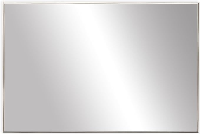 Frame My Mirror Silver Metal Framed Mirror, 32" x 48" Mirror for Bathroom, Metal Frame, True Reflections Glass, Satin Nickel Finish, Stanton Design, Hangs Horizontally or Vertically, Made in USA