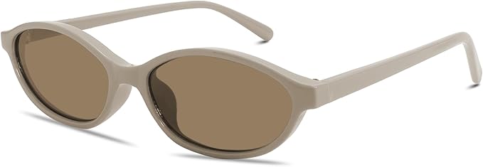 Retro Oval Sunglasses for Women Chic Cat Eye 90s Sunnies Lightweight Narrow Shades Trendy UV protection Sun Glasses