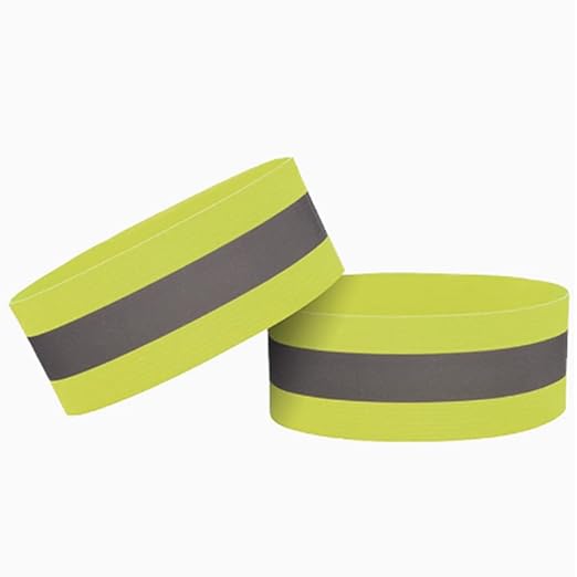 4PCS Reflective Wrist Strap 4x1.5cm Safety Gear Reflective Wristbands High Visibility Ankle Bands Reflector Armband Self-Adhesive Reflective Bands for Walking,Night Sports Fluorescent Yellow