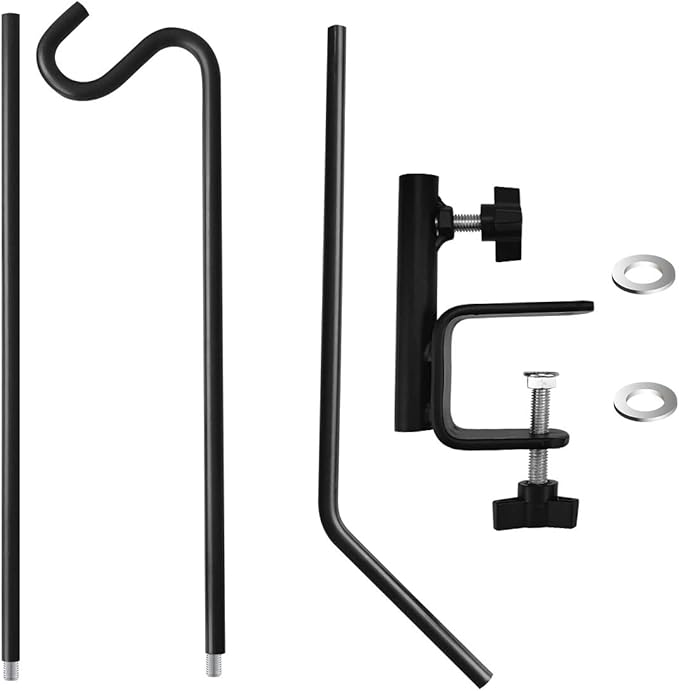 MIXXIDEA 2 Pack Heavy Duty Extensible Adjustable Deck Hooks for Hanging Bird Feeders, Plants, Suet Baskets, Wind Chimes, Lanterns