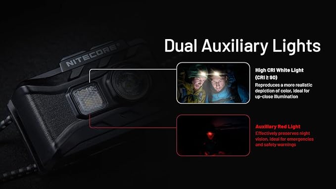 Nitecore NU20 Classic Ultralight Headlamp, 360 Lumen USB-C Rechargeable Lightweight for Backpacking, Camping, Running with Auxilary White and Red Light