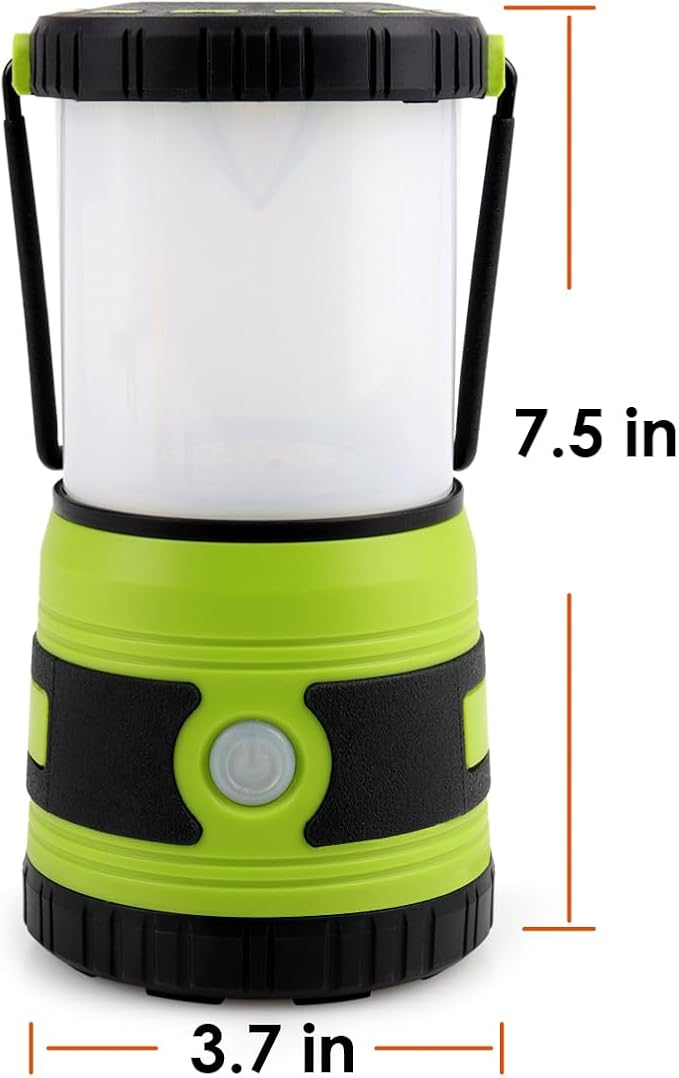 LED Camping lamp Super Bright 1500 lumens 4 Light Modes Dimmable searchlight Battery-Powered Emergency lamp Suitable for Night Hiking Tent Lighting Emergencies Power outages (Green X2)