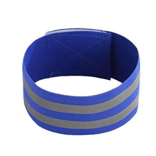 4 PCS Reflective Wrist Strap 5x1x1cm Running Safety Gear Reflective Wristbands High Visibility Bike Ankle Bands Reflector Armband Self-Adhesive Reflective Bands for Walking,Night Sports Blue