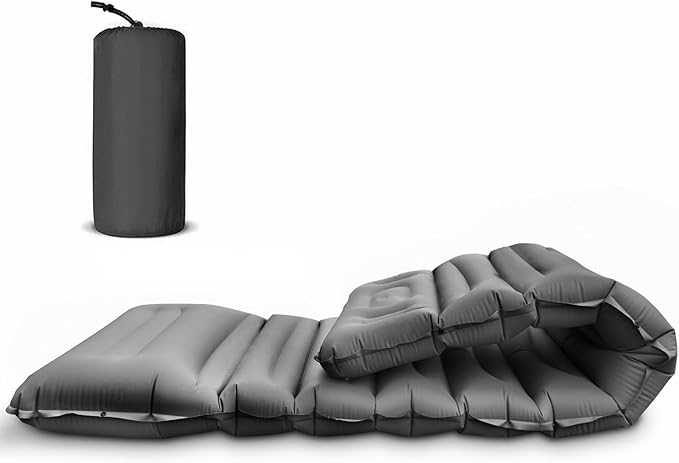 Camping Sleeping Pad, Ultralight Camping Pad with Pillow Built-in Foot Pump Inflatable Sleeping Mat Compact for Camping Backpacking Hiking Traveling - Orange