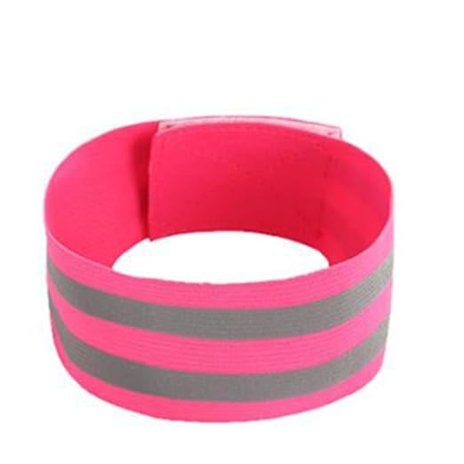 4 PCS Reflective Wrist Strap 5x1x1cm Running Safety Gear Reflective Wristbands High Visibility Bike Ankle Bands Reflector Armband Self-Adhesive Reflective Bands for Walking,Night Sports Pink