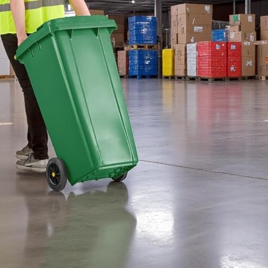 PRO&Family Wheeled Outdoor Trash Can Garbage Can Garage Trash Can for Restaurants/Hospitals/Offices/Back of House/Warehouses/Home (Green, 32 Gallon)