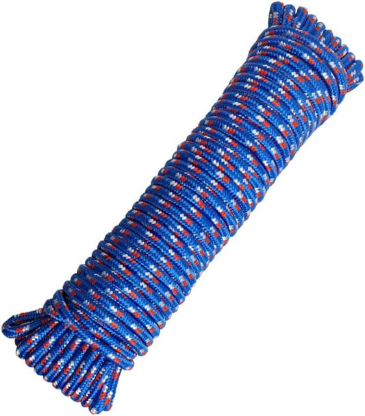 Diamond Braided Polypropylene Rope Nylon Rope Mix Thick Heavy Duty Ropes 3/8 inch 100ft High Strength Perfect for Clothesrope Camping Hiking and Other Outdoor Activities 100ft Blue