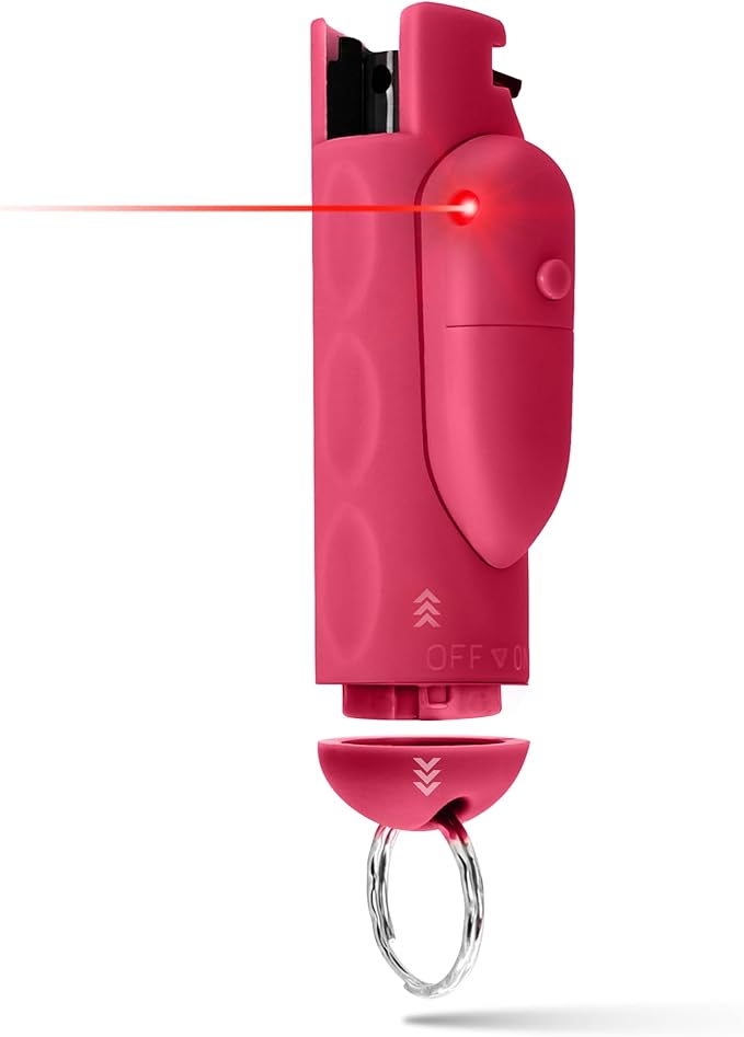 Guard Dog Security AccuFire 2 - Laser Sight Pepper Spray Self Defense - 20% Smaller - Instant Release - 16 Feet Safety Range - Maximum Strength - Finger Grips - Soft Touch Body