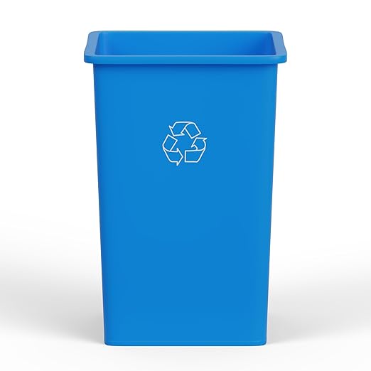 35 Gallon Blue Square Commercial Trash Garbage Can | Outdoor Office Restaurant School Kitchen