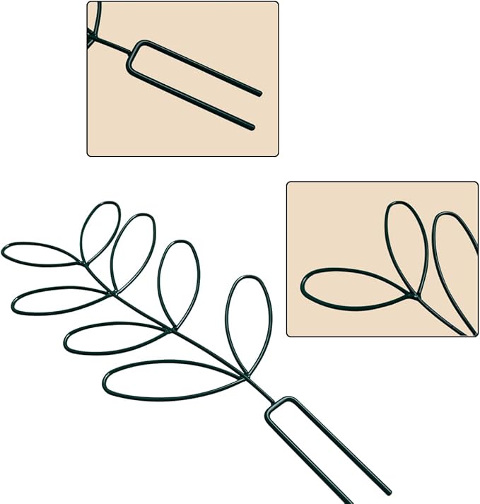 2Pack Indoor Plant Trellis Metal Wire Garden Trellis ，Small Climbing Leaf Shape Trellis for Garden Potted Plant Houseplant(Blackish)