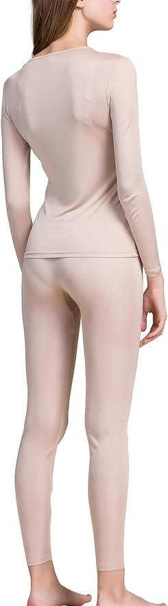 Grenasasilk Womens Silk Long Underwear Mulberry-silk Long Johns Thermal Underwear Sets Cold Weather Base Layer