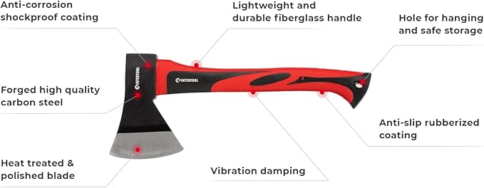 INTERTOOL Chopping Axe Combo 15” and 24” Ax Set for Splitting, Kindling, Felling - Camp Axes and Hatchets - HT08-0263-0262