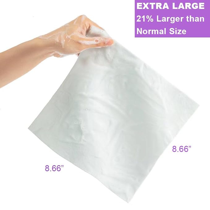 HYGIENJOY-21% Lager Rinse Free Bath Sponges for Adults-Disposable No Rinse Bathing Wipes-Soap Infused,Dry Shower Wipes for Elderly,Camping,Post Surgery Must Haves,(Lavender 25 Counts）