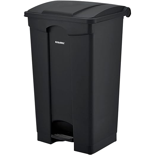 Global Industrial Plastic Rectangular Step On Trash Can, 23 Gallon, Black