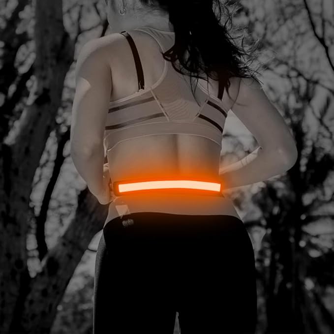 Illumifun LED Running Belt - USB Rechargeable Light Up Sash, High-Visibility Elastic Waistband Light for Running Cycling Hiking Camping Nighttime Activities